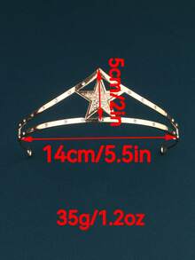 1 pieza Corona de aleación con estrella de cinco puntas al estilo europeo y americano, disponible en varios colores, para fiesta de cumpleaños de niñas, decoración de boda, fiesta de disfraces de Halloween, coronas, tiaras, guirnaldas para el cabello, diademas, accesorios para el cabello, novia, accesorios para el cabello para mujeres - A332-D10 - Ver 9