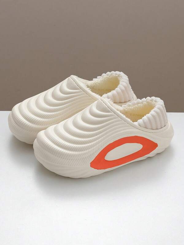 Waterproof Upper Warm Winter Closed-Toe Slippers, Unisex Fluffy Thick Bottom Anti-Slip Warm Indoor Shoes