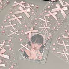 Hình dán nơ hồng hoạt hình tự dính chủ đề Ngày của Mẹ, hình dán trái tim hồng đính đá lấp lánh trang trí cho người lớn, có thể dùng để trang điểm mặt, làm bưu thiếp, thiệp, sách, album ảnh. - Hồng - Xem 4