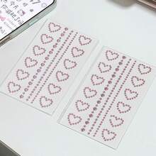 Hình dán nơ hồng hoạt hình tự dính chủ đề Ngày của Mẹ, hình dán trái tim hồng đính đá lấp lánh trang trí cho người lớn, có thể dùng để trang điểm mặt, làm bưu thiếp, thiệp, sách, album ảnh. - Hồng - Xem 9