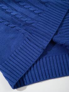 Suéter de cuello redondo, manga raglán y ajuste holgado con cordón, de punto trenzado, para hombre, estilo callejero de otoño y vuelta al colegio e invierno