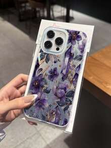 Shiny Purple Crystal Flower Pattern Phone Case Compatible With Iphone 16 Pro Max, 14/13, 12, 11 Pro Max, XS Max, X, XR, 8, 7, Plus, 15, 13 Pro Max, 16, 14 Plus, 11, Can Be Used As Birthday Gift, Girlfriend, Boyfriend Or Self-Use - Multicolor - View 3