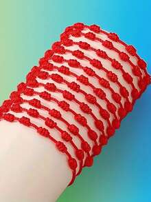 24pcs/15pcs Adjustable Red Rope Bracelet Set, Handmade 7-Knot Bracelets, Classic Stackable Bracelets, Fashion Bracelet Accessories, Suitable For Couples And Friends, Friendship Bracelets, Couples Bracelets, Red Rope Lucky Bracelet Set, Card Packaging, Suitable For Gifts Or Daily Wear - Bracelet Set - View 4