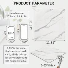10 件 30.48 X 30.48 厘米，乙烯基大理石地板，剥离粘贴瓷砖，自粘防水浴室，适用于浴室、厨房、卧室、客厅、墙壁 - 彩色 - 查看 15