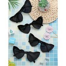 10只/套 时尚心形派对眼镜，复古心形眼镜，新娘婚礼眼镜，婚宴眼镜，女士复古别致心形眼镜，适合购物、户外旅行和派对佩戴 - 黑色 - 查看 5