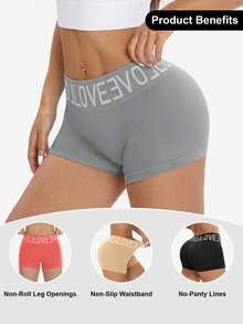 LianShengFa 4pcs Letter Waistband Seamless Mid-Waist Shaping Panties,High Stretch Breathable Mesh Fabric Women's Underwear, Comfy Soft Fit Ladies Briefs