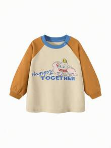 mini bala Kids Dumbo Cartoon Long Sleeve Tee Soft Comfortable Cute Everyday Top - Caramel Brown - View 4
