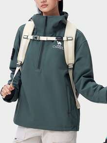 CAMEL CROWN Men's Outdoor Casual Sports Soft Shell Fleece Hoodie, Autumn - Morino Green - View 1