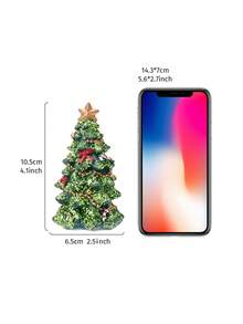 1 szt. Kreatywna, śliczna, zielona choinka na biurko, powierzchnia pokryta brokatem, błyszcząca choinka. Kolorowy materiał żywiczny, ręcznie malowany, nadaje się do dekoracji wnętrz na Boże Narodzenie, dekoracji witryn sklepowych, osobistych prezentów, zimowych dekoracji pokoju, świątecznych dekoracji domu, świątecznych prezentów, świątecznych dekoracji