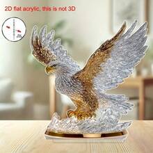 Decoración de escritorio de águila dorada estilo bohemio en 2D - Impreso en 2D con base, decoración del hogar con tema animal para sala de estar, dormitorio, oficina, cocina - Regalo ideal para familia y amigos, pieza de arte elegante, diseño de plumas delicado, 2D plano