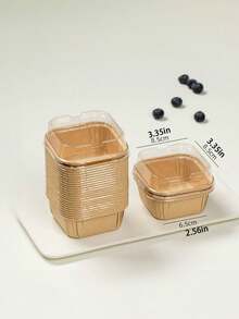 20pcs,Square Food Paper Cups, Christmas Cake Dessert Baking Packaging Box, Multi-Colored Paper Cupcake Cups With Lids Square Mold Baking Paper Cupcake Plate Packaging, Use Dessert Baking Paper Cupcake Cups Bowl White, Original Wood Color Paper Cupcake Packaging Box.