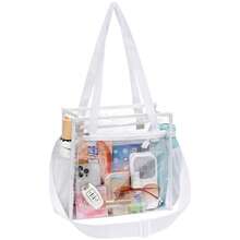 Clear Tote Bag Stadium Approved – Transparent Handbag With Pouch For Concerts And Sports - White - View 11