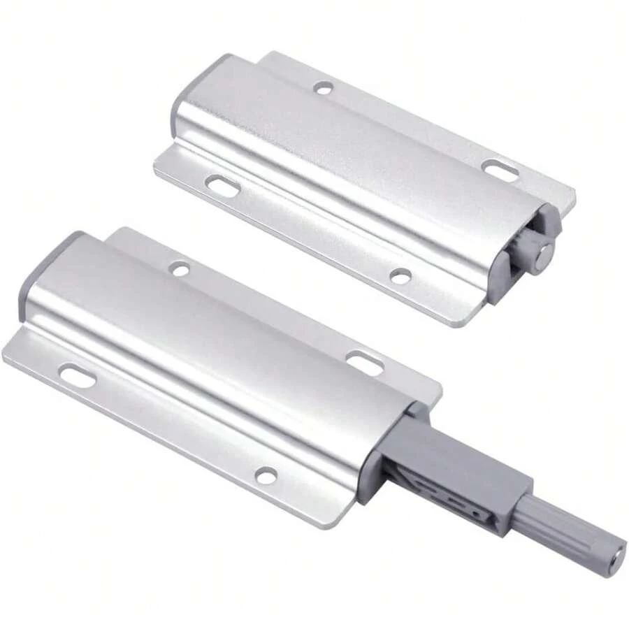 2x Heavy Duty Metal Push To Open Catch Cabinet Door Kitchen Wardrobe Hardware - Silver - View 1