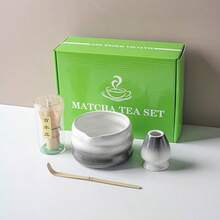 1pc/4pcs/7pcs Matcha Tea Set, Japanese Style Matcha Bowl With Spout, Matcha Whisk Holder, Ceramic New Matcha Whisk, Matcha Scoop, Tea Strainer, Tea Cloth, Holiday Gift Set, Christmas Gift