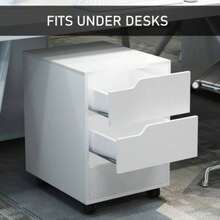 THE 3 Drawer Mobile File Cabinet, Vertical Filing Cabinet With Wheels Home Office, White - White - View 6