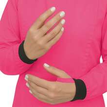 Bata Medica Antifluidos Unitalla marsupial puño con pasador de pulgar fresca suave cordones ajustables - Rosa Fucsia - Ver 3