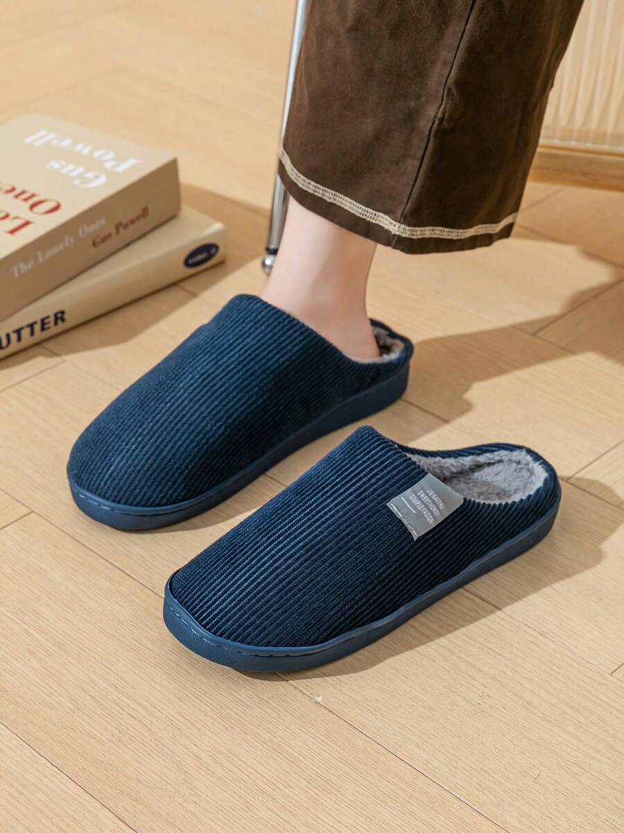Men Letter Print Bedroom Slippers, Indoor College Style Simple Slippers