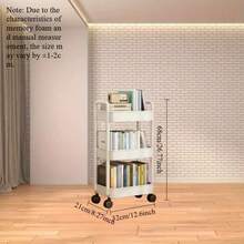 1 Giá để đồ có bánh xe - Nhựa bền, Thiết kế nhiều tầng, Giá để đồ đa năng cho đồ dùng văn phòng, đồ ăn nhẹ, sách, Thích hợp cho phòng tắm, phòng ngủ, phòng ăn, văn phòng, gia đình - Nhiều màu - Xem 8