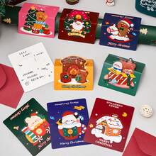 8pcs Cartoon Christmas 3D Folding Greeting Cards, Multi-Functional Christmas Card, Gift, Thanksgiving, Blessing Message Cards