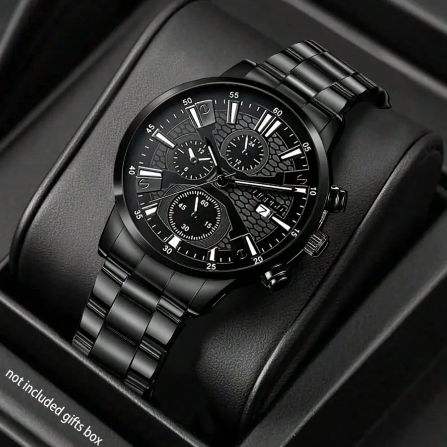 Men's Watch, Calendar Function, Business And Casual Styles, Round Dial Quartz Watch, Suitable For Everyday Wear, Back-To-School Season, Graduation Season, Thanksgiving, And Couples' Outfits; An Excellent Gift Choice; Does Not Include A Watch Box