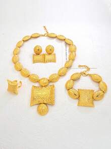 Bộ 5 món trang sức hoa tai, vòng cổ, vòng tay, nhẫn phong cách cổ điển dành cho nữ - A - Xem 12