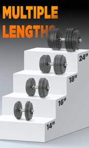 Yes4All Pair Of Threaded Dumbbell Handles 14_16_18_24 Inch, Chrome_Rubber Grip, Fit 1" Plates, Weight Bar Connector - Apricot - View 6