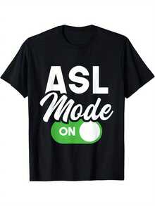Modo ASL activado - Camiseta de intérprete que traduce lenguaje de señas - Negro - Ver 1