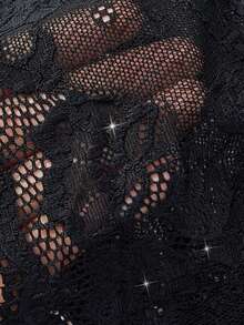 5-Piece Women's Satin Pajama Set - Floral Lace Camisole & Panties + Bow Shorts + Belted Robe - Luxury Sleepwear & Loungewear - Royal Blue - View 5