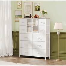 VERM Drer For Bedroom With 10 Drawers And Mesh Door Tall Drers Chest Of Drawers Fabric Drer Storage Tower For Closet Hallway Living Room White