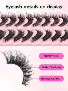 20 Pairs Lashes Cat Eye, D Curl, Artificial Mink Eyelashes Fluffy And Lively   Lengthen The Tail Of The Eye To Optimize The Shape The Eye, Suitable For Weddings, Halloween, Christmas, Easily Hold Different Holiday Makeup! - 貓精靈假睫毛 - 查看 6