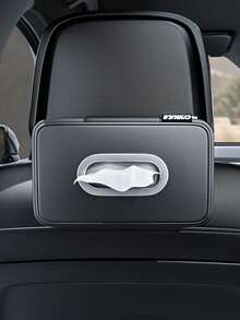 1 件装汽车纸巾盒，多功能皮革汽车纸巾架，带松紧带，随机织物标签 - 黑色 - 查看 8