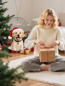 1pc Customized Photo & Name Decoration, Personalized Name Acrylic Christmas Ornament, Snowman Design, Round Shape, Decor For Scene, Room, Home, Holiday Party, Calendar - Multicolor - View 5