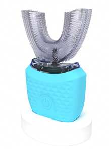 Cepillo de dientes inalámbrico en forma de U con luz de blanqueamiento dental ultrasónica de 360 grados, de silicona, eléctrico y automático