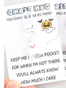 1/3pcs Set Cute Ghost Keychain Set With Halloween Greeting Card, Suitable For Bag Decoration, Halloween Atmosphere Gift, Party Gift, Fun Gift - Multicolor - View 11