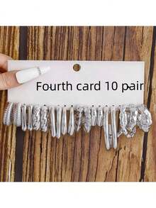 10pcs/40pcs Set Silver-Color CCB Exaggerated C-Shape Resin Earrings, Suitable For Party Gifts, Lightweight To Wear - New Models 1-40 Pairs - View 11
