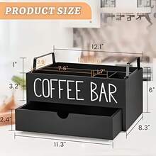 1 件木制咖啡吧收纳盒，适用于台面咖啡胶囊或咖啡架、桌面收纳盒、香料和咖啡、酒吧装饰、家居收纳、房间装饰 - 彩色 - 查看 8