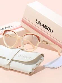 LALAMOLI LALAMOLI ovale Vollrahmen-Klarglas-Brille mit Ausschnitt-Dekor Design, geeignet für den täglichen Gebrauch und als Geschenk