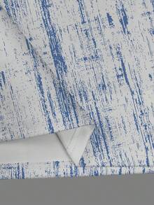 Polo de golf en tricot de nid d'abeille abstrait d'été pour hommes, polo de sport décontracté à manches courtes avec imprimé 3D, fermeture à boutons, bleu - Bleu azur - Voir 5