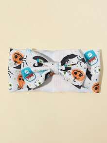 1pc Halloween Pumpkin & Bat Print Bow Headband For Baby Girls - Multicolor - View 7