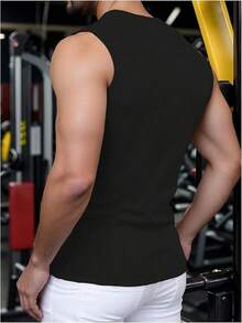 Men's Summer Tank Tops Sleeveless Undershirts Tank Basic Workout Gym Muscle Shirts-2025 - Black - View 2