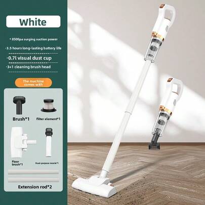 Aspiradora inalámbrica ultra silenciosa: liviana y portátil, batería de larga duración, colector de polvo de succión y soplado doméstico todo en uno montado en el automóvil, adecuado para uso doméstico y en el automóvil, equipado con batería de larga duración, 2 modos, cubo recolector de polvo de 0.6L, funcionamiento silencioso de 78dB, tipo C recargable y filtración de tres capas de alta eficiencia.