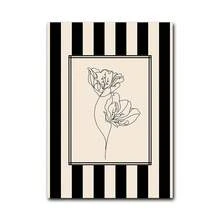 Minimal Black And White Line Art Flower Print, Striped Wall Art, Cottagecore Wall Art, Nature Line Drawing Print, Modern Botanical Canvas Poster, Home Decor Living Room, Wall Decor, No Frame - Multicolor - View 17