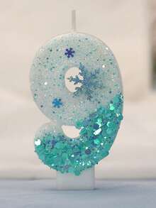 1 Pc Birthday Number Candle, Blue Snowflake Birthday Candle Cake, Candle Cake Decoration, Suitable For Anniversary Celebration Items - Multicolor - View 15
