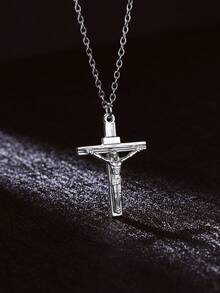 Jesus Cross Necklace For Men Vintage 18K Gold Plated Stainless Steel Necklaces Vintage Goth European & American Fashion Men's Jewelry Accessory Daily Party Wear Birthday Christmas Gifts