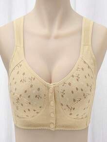 Elegant Front Buckle Floral Bra For Women – 7-Piece Set, Pressurized Support, Adjustable, Breathable, Ideal For Breastfeeding - 彩色 - 查看 4