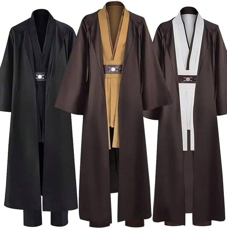 Anakin Costume Adult Men Tunic Hooded Robe Outfits Halloween Cosplay Uniform - màu đen - Xem 1