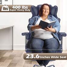ZZW Executive Ergonomics Office Chair 400LBS Big And Tall  With Foot Rest Leather - Blue - View 6