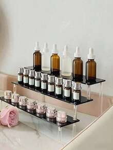 1pc Acrylic Tiered Cosmetic Storage Organizer, Multi-Layer Display Rack For Perfume, Skincare, Makeup, Suitable For Living Room, Bathroom, Bedroom, Home Decor, Also For Beach Holiday, Bathroom, Bedroom, Large Capacity - Multicolor - View 4