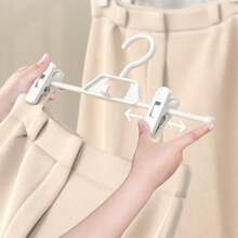 1pc Plastic Rotating Pants Hanger, Seamless Non-Slip Clip, Home Storage Rack - Beige - View 5