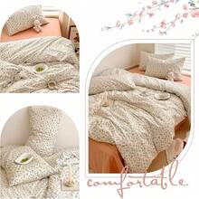 Aesthetic Floral King Duvet Cover Set, Cozy Cotton Bedding, Shabby Chic, Green Botanical, French Style,, Flower Pattern, Breathable, Lightweight - F Floral07 - 查看 7